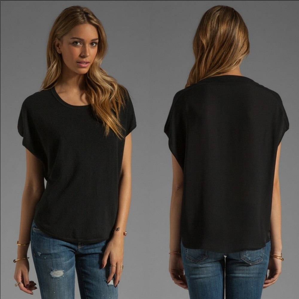 Vince Mixed Media Dolman Sleeve Blouse Size S